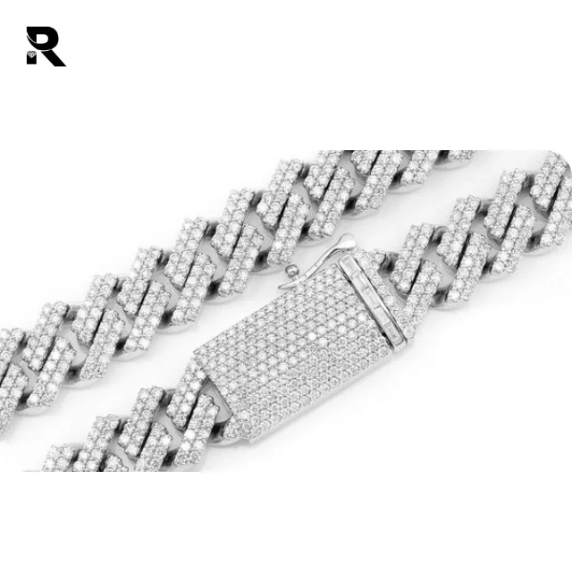 39.50ctw 14K White Rose Yellow Gold Raised Cuban Necklace