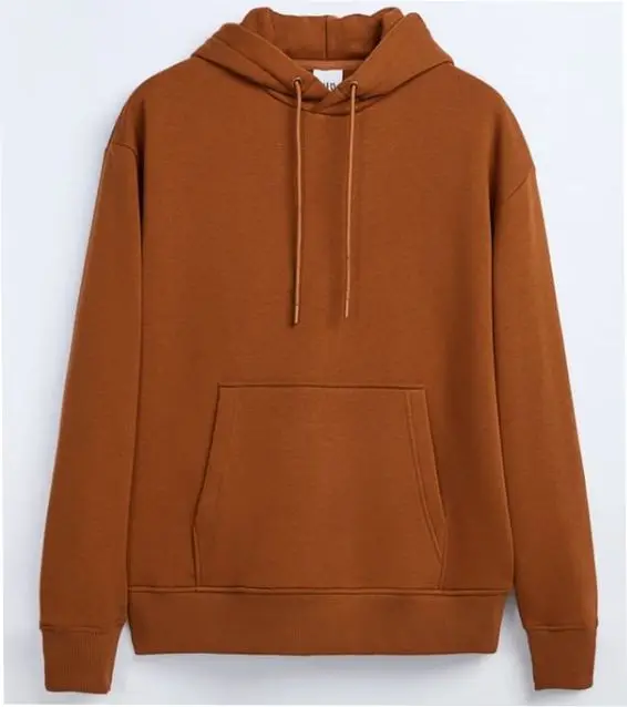 Толстовка мужская с капюшоном флисовая дышащая толстовка из смеси хлопка Мягкий Свитшот унисекс против морщин коричневого цвета на заказ
