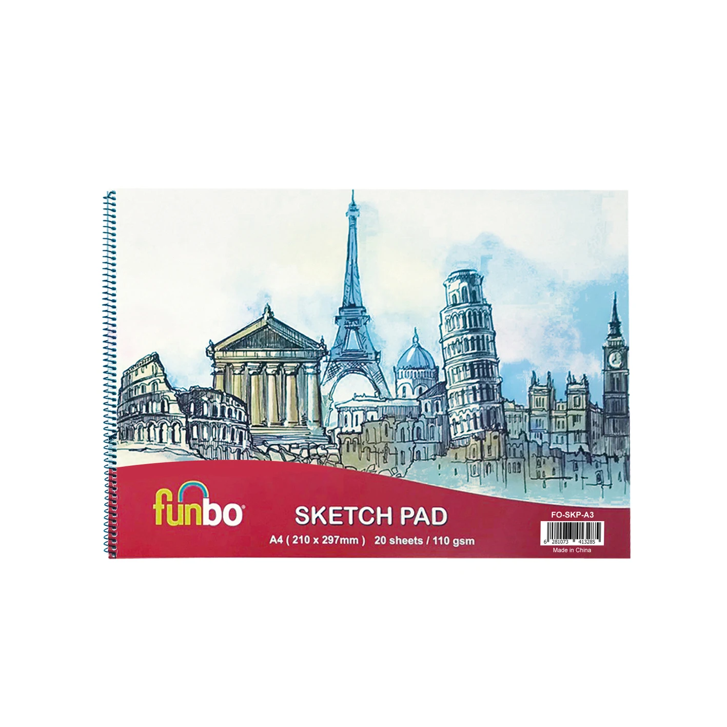 Sketch Pad notebook Funbo A3 size with 20 sheets of 110 gsm, suitable for artists and students
