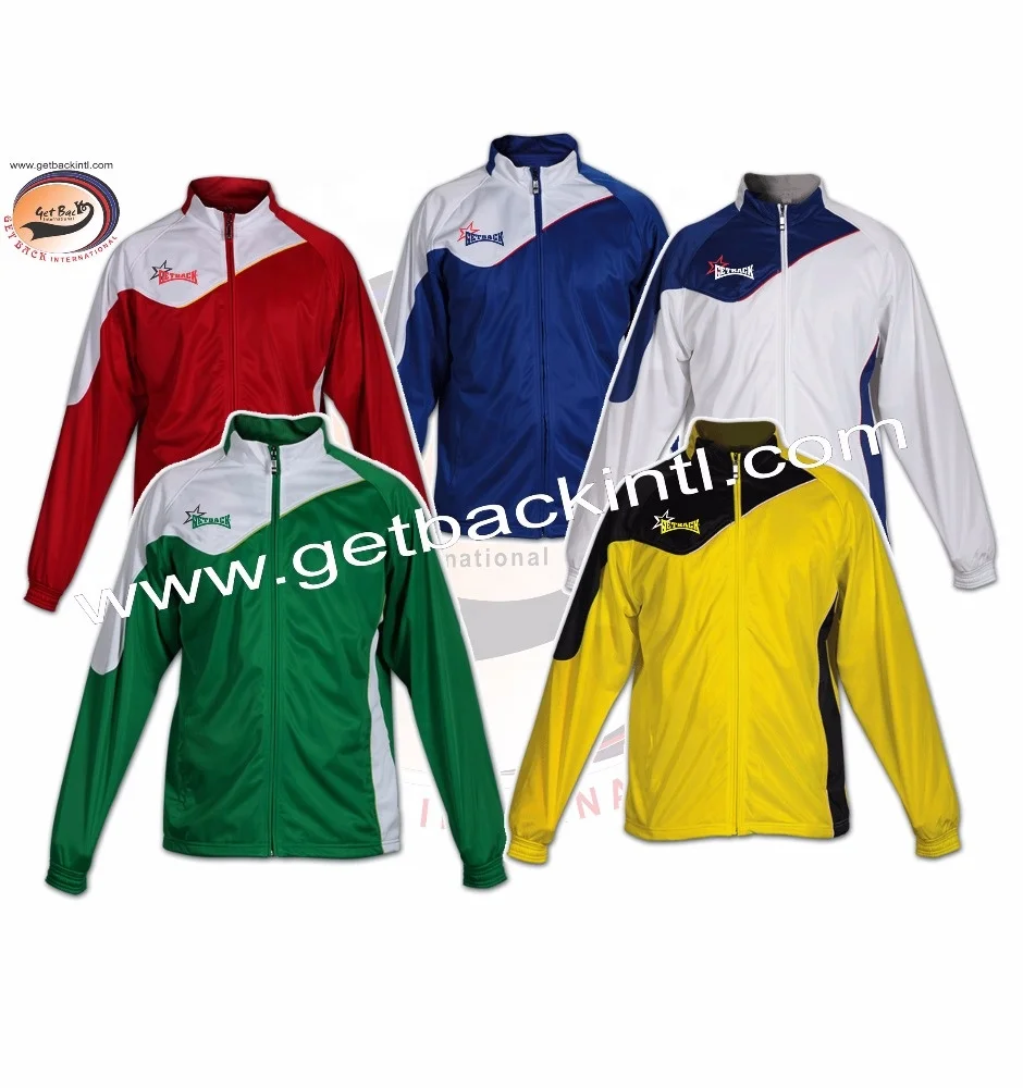 Super High Quality Polyester Collar Full Zip Up Jackets/Custom Sports Zipper Jackets Cut Sew Panels and Colors Polyester Tricot