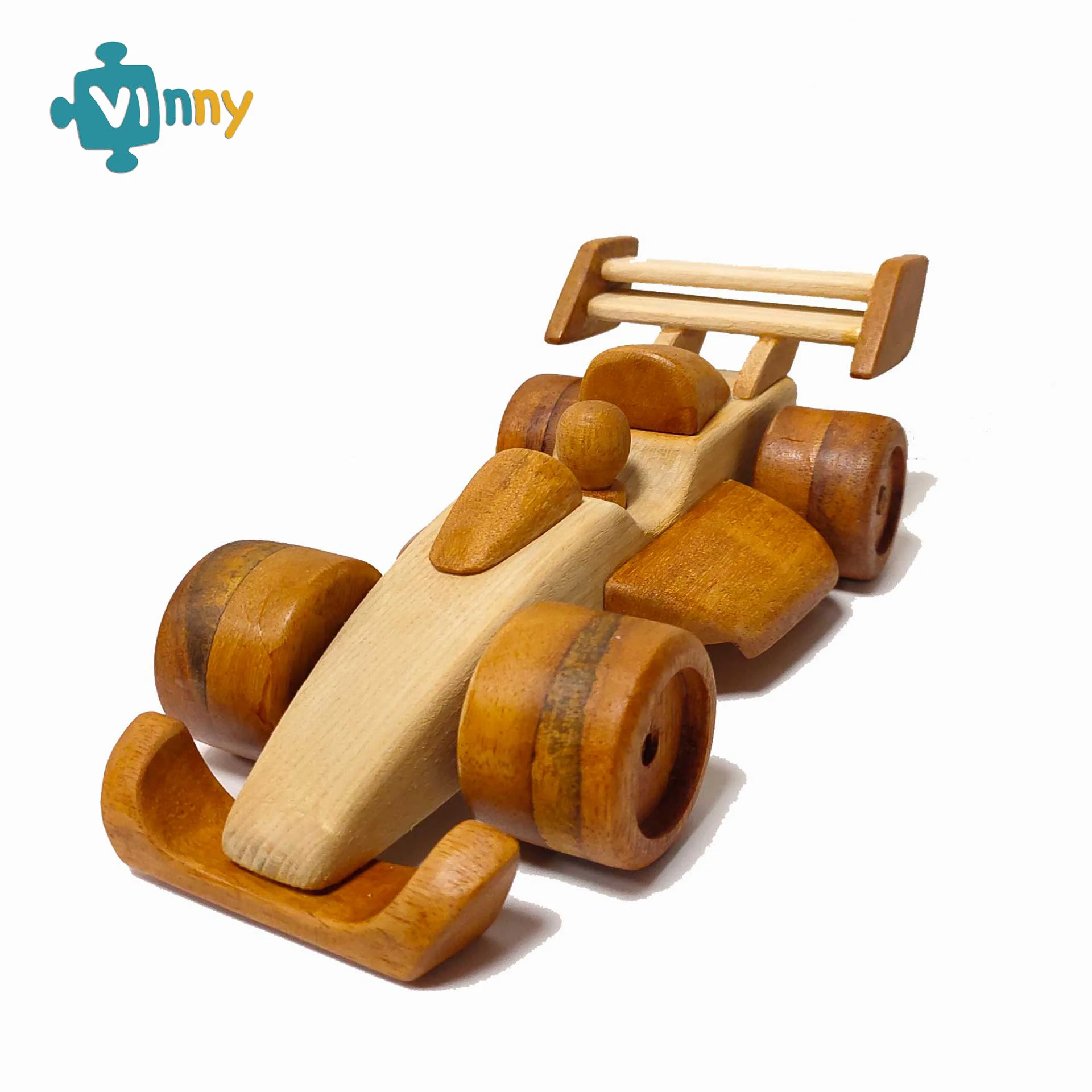 OEM - ODM Wooden Racing Car Track Toy  Vehicle Wheels Shaped Wheels Shaped Push And Pull Wooden Racing Car