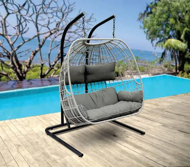 High quality outdoor swing for adult hanging egg chair two seat for garden furniture made in Vietnam OC028