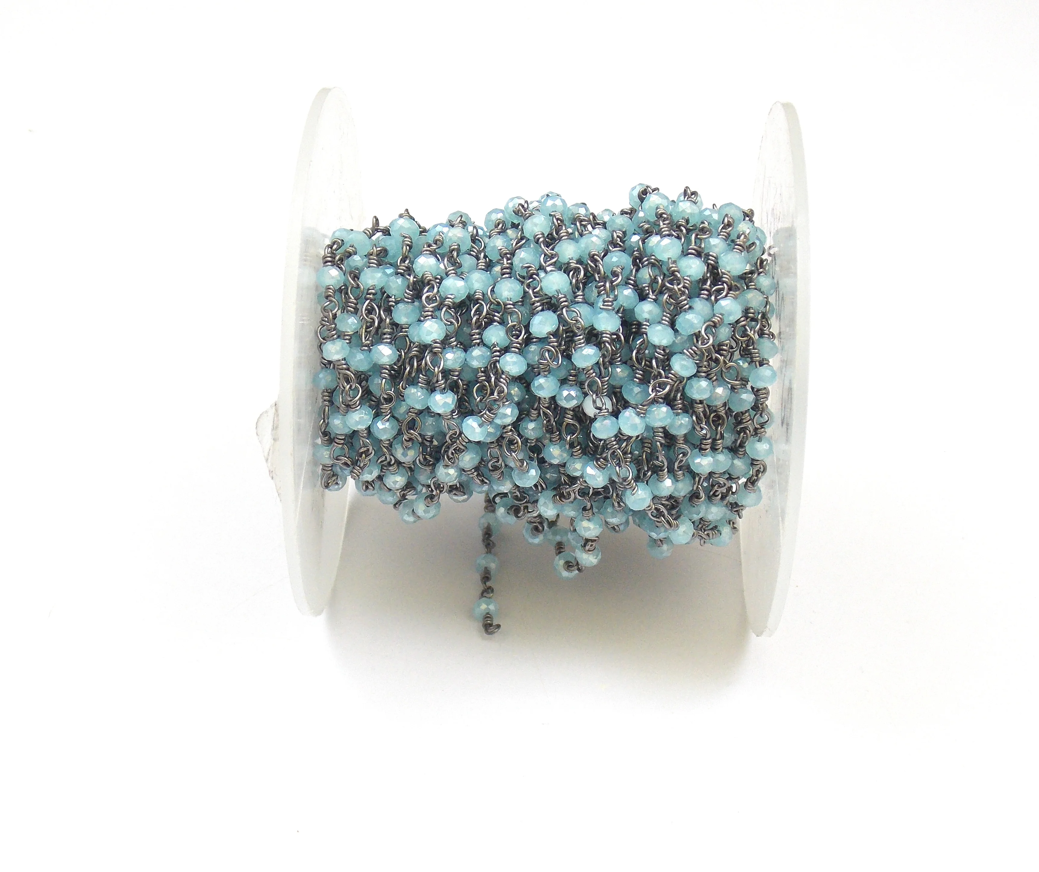 Blue Chalcedony  Beads Brass Natural Multi Gemstone Jewelry Layered Waist  Handmade Rosary Coin Charm Chain