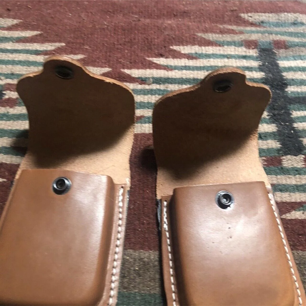 Lot of 2 Leather Colt Kimber RIA Ruger ATI Model 1911 Dual Flap Mag Pouch Flawed