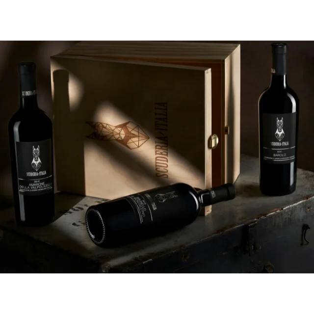 Luxury Top Product Wooden Box Scuderia Italia  Collection Wines Ideal For Gifts Or Important Occasions