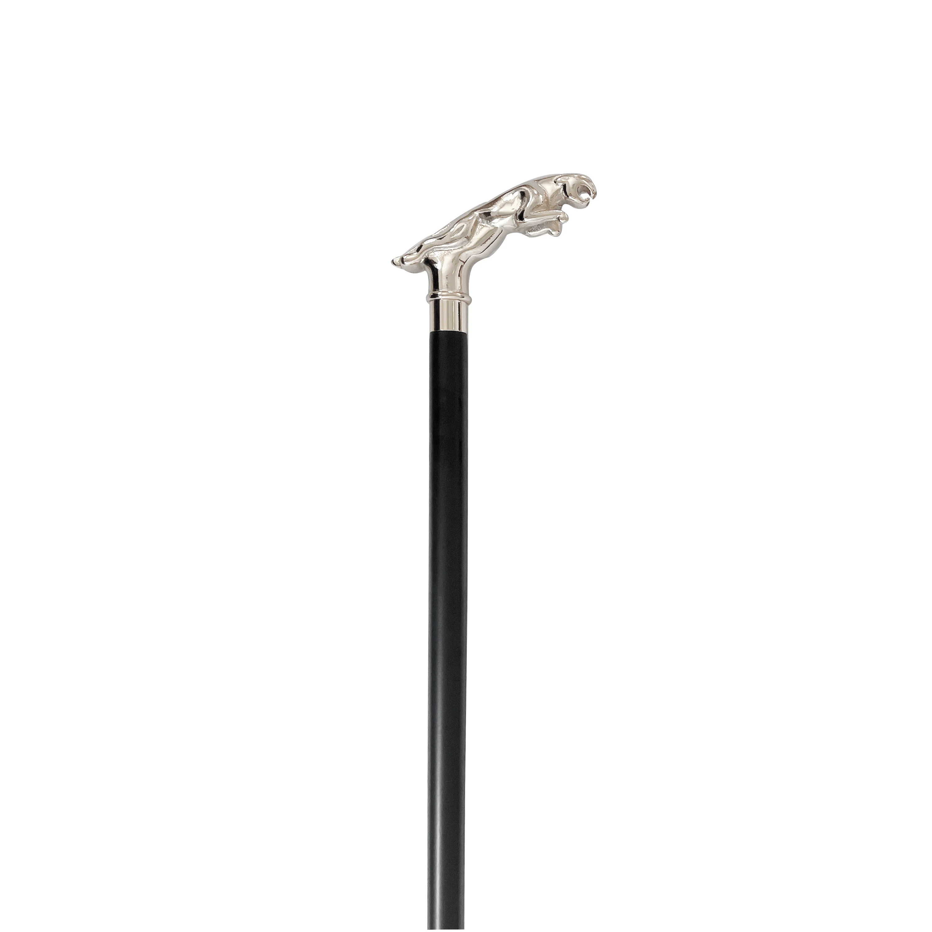 Luxury silver jaguar head walking sticks wood cane