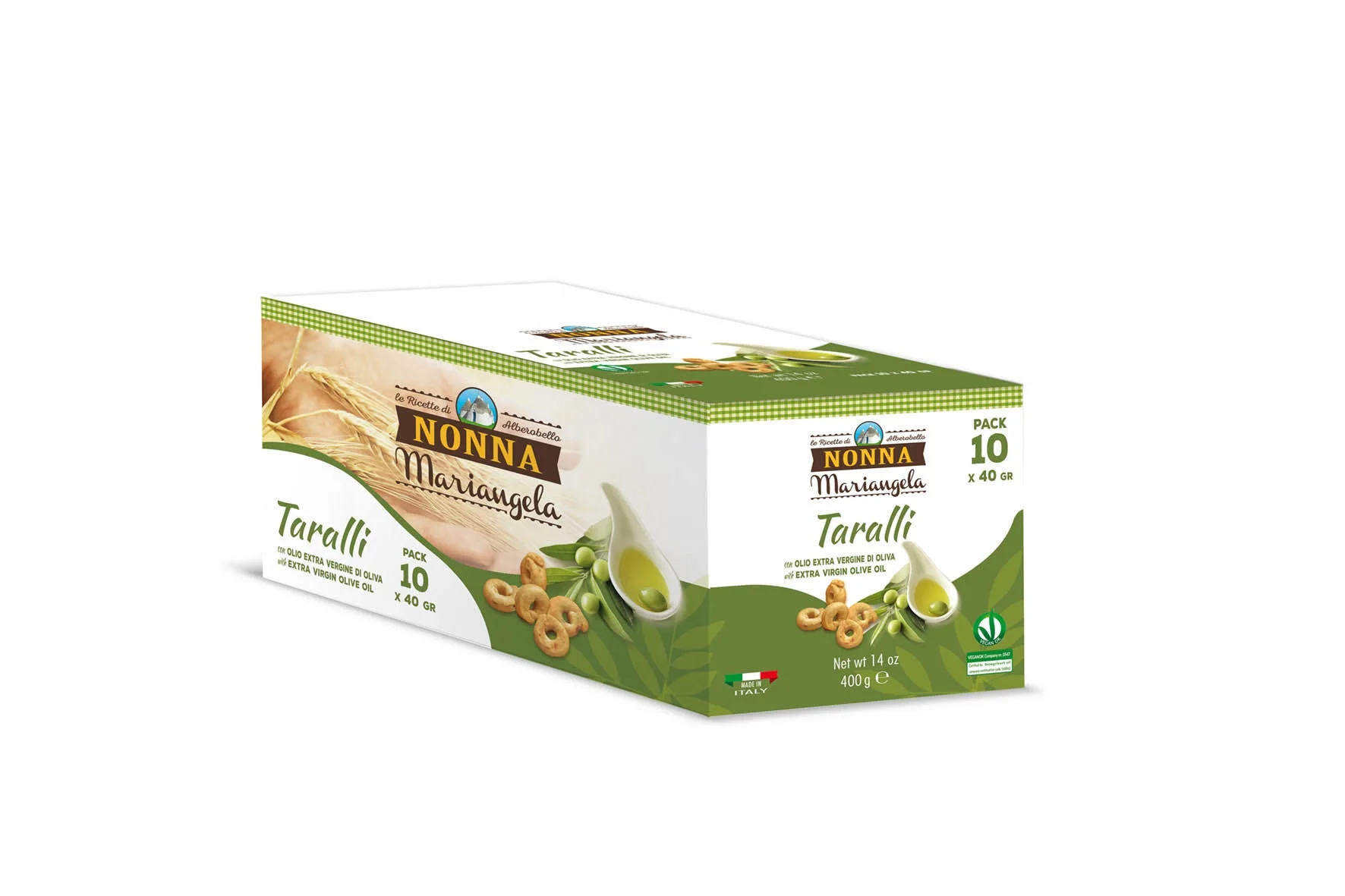 Italian Premium Grain Snack - Savoury biscuits for a quick & Healthy break, Multipack (10 packs x 40g) - EVO Oil bites