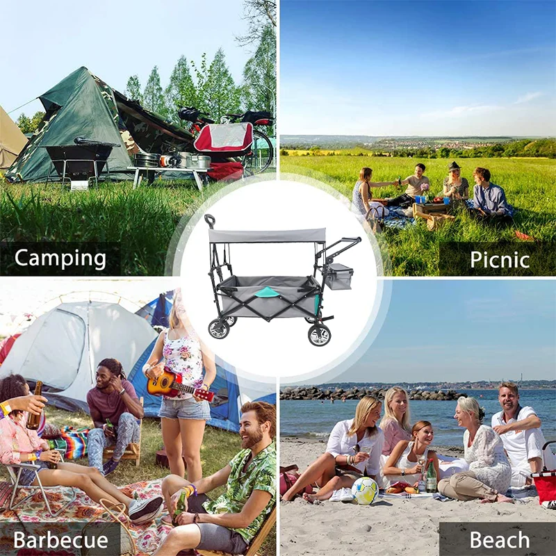 Supermarket hot sell Mini Camping trolley folding wagon carts foldable outdoor utility wagon