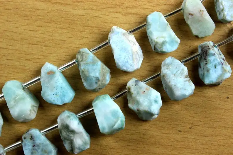 Best Quality 1 Strand Natural Blue Larimar Gemstone Uneven Shape Untreated Rough For Making Jewelry Wholesale