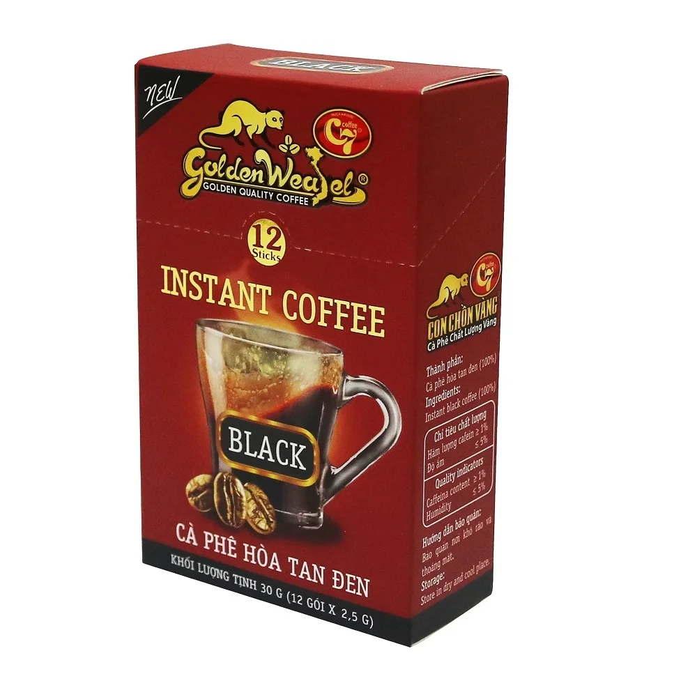 
 Мгновенный черный кофе без сахара Золотой Weaseal Coffee C7  
