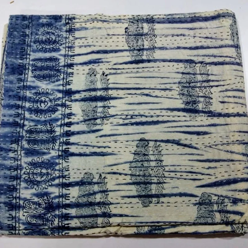 Хлопковое покрывало Kantha для кровати роскошное