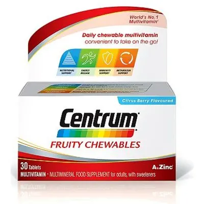 
Centrum Fruity Chewables 30 citrus berry flavoured tablets with sweetener - EAN 5000309008276 