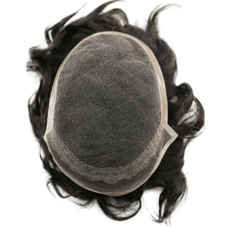 Best price high quality men toupee fine mono human hair replacement system glue wigs for men