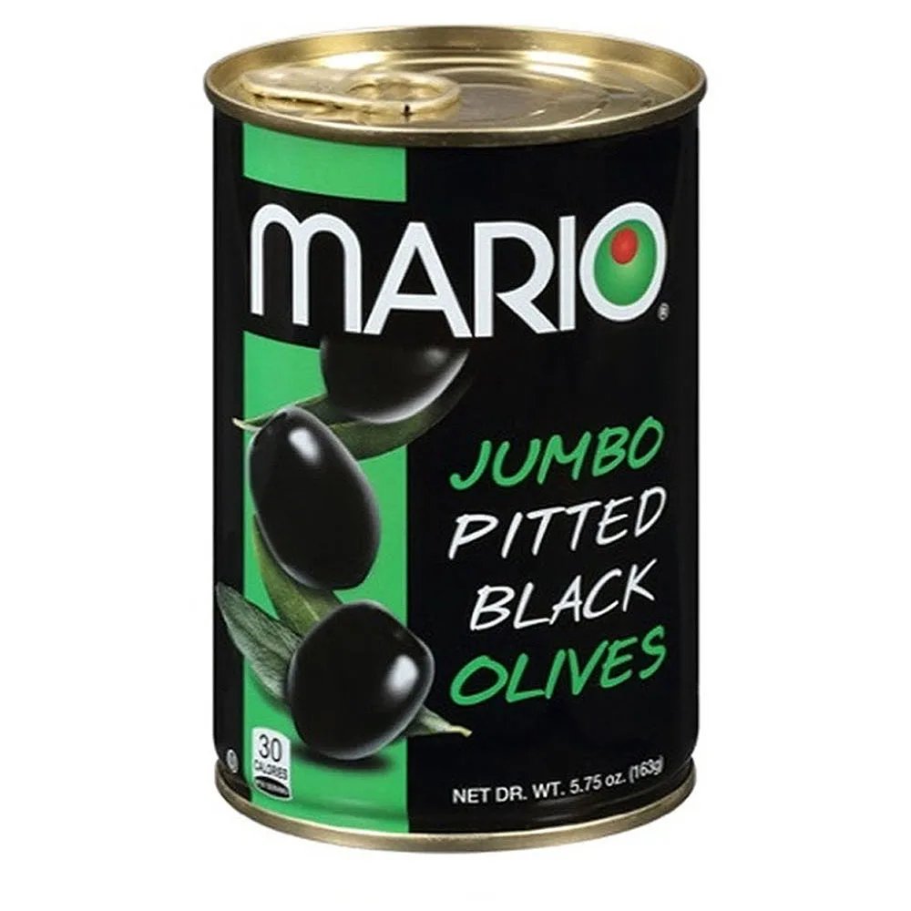 Mario Camacho 5.75oz Ripe Pitted Jumbo Black Olives Unmistakable, Delicious, Bold Flavor Gluten Free Black Olives