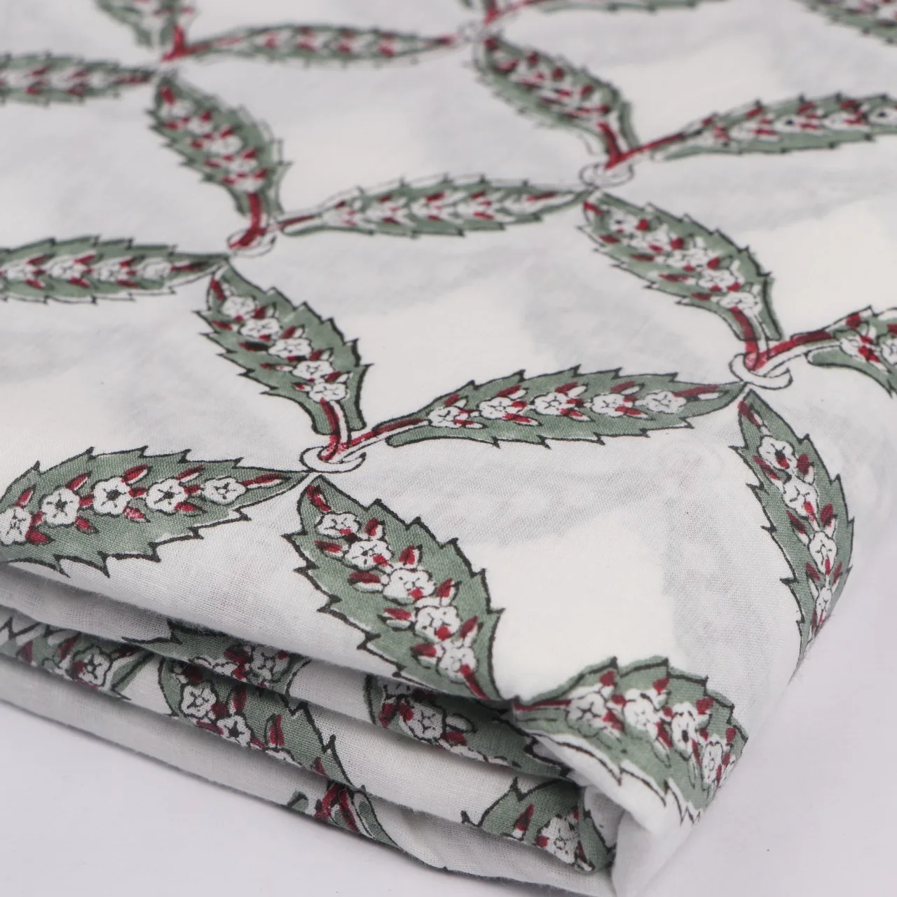 Hand block Printed Luxury Cotton Print Fabric Flower Print Plain and Pattern Cotton Fabric For Baby and Women