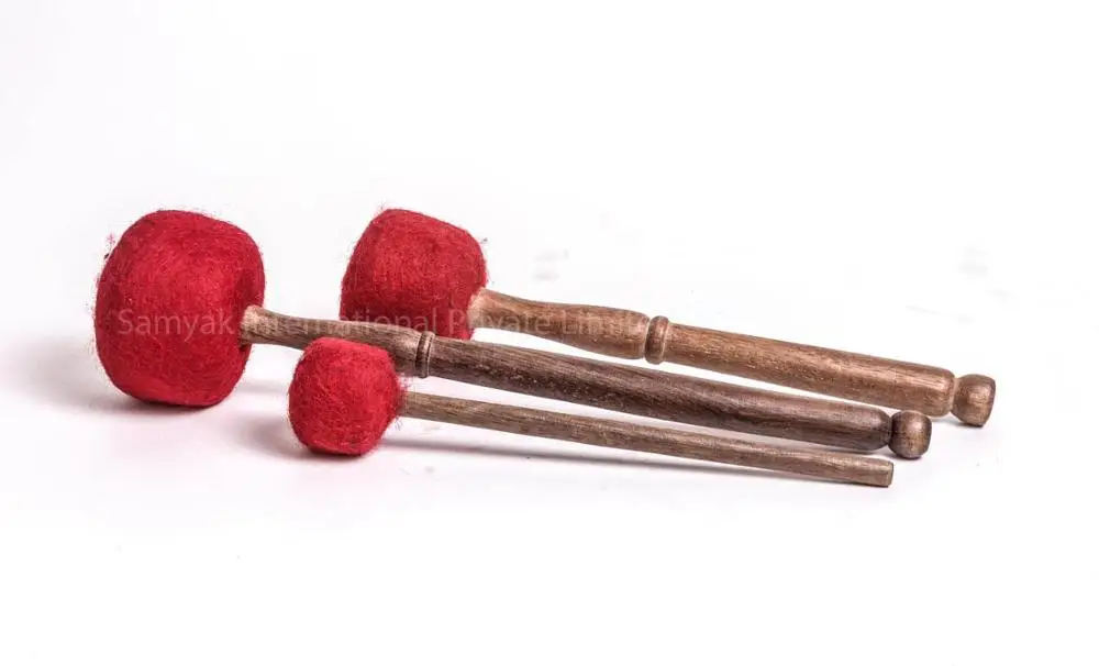 New Handmade Wind Gong Chau Gong Wood Ball Mallet Wool Red Color Felt Striker High Quality Wood Drum Sticks Mallets
