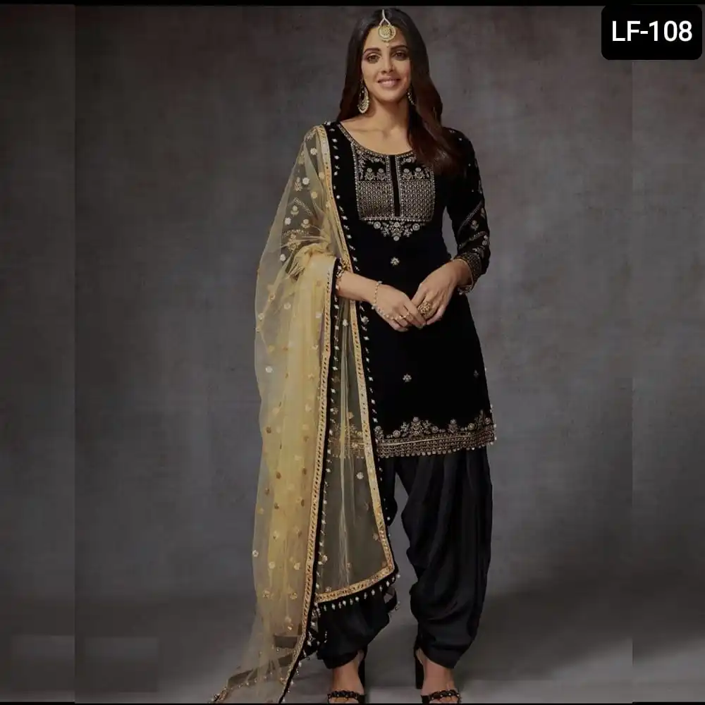 Indian Punjabi Georgette Patiala Suit with Embroidery and Sequence Work Heavy Salwar Suit with Fancy Dupatta for Indian Women