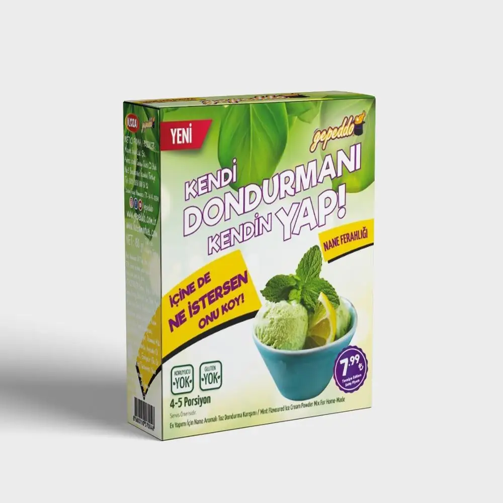 Homemade Mint flavoured ice cream powder mix