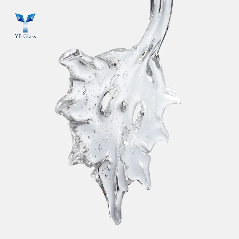 Modern Art Hanging Crafts Glass Leaf Pendant Lamp Decoration