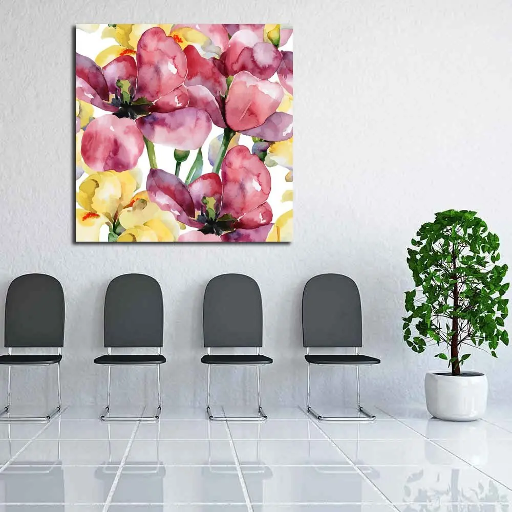 
Brilliant Pictoral Pitaara Box Purple Tulips & Yellow Irises D1 Canvas Painting MDF Frame 