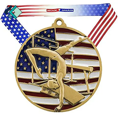 Manufacturer Direct Competition Medal Race Award Medal with Ribbon Gymnastics Baseball Custom Patriotic Engraved Medallion