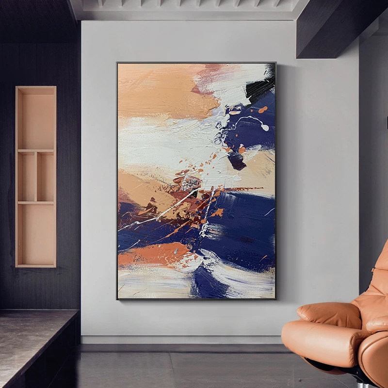 Горячая Распродажа современный дизайн абстрактная картина отпечатка синего цвета для украшения отеля маслом 20*30 дюймов