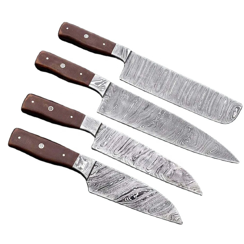 OEM logo customized box 8/6/5/4 pcs professional laser Damascus steel butcher 8 inch chef knives set cleaver chefs knife set