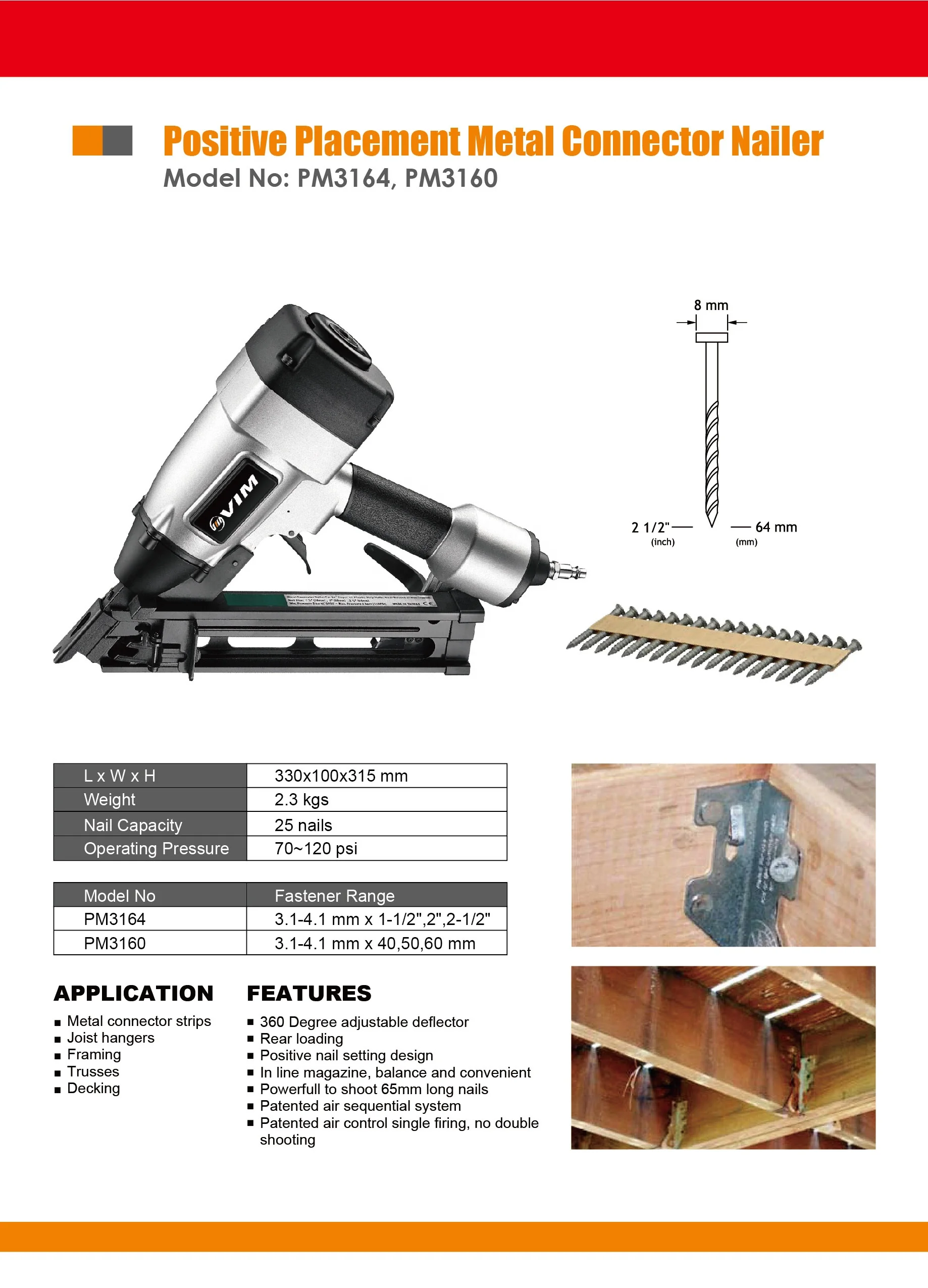 PM3164, PM3160 34 degree paper stripplacement nailer