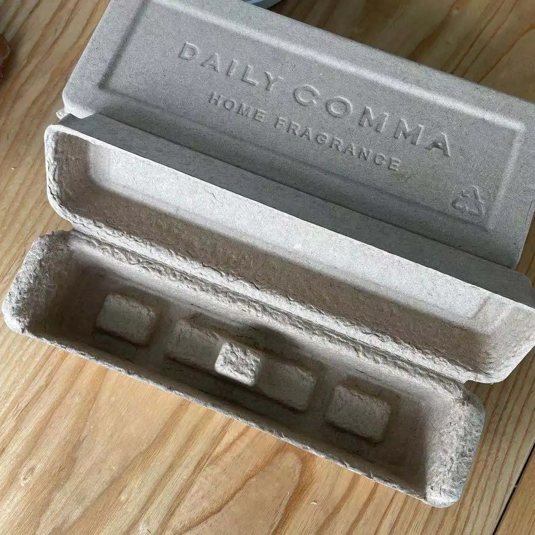 Custom recycle materials sustianable packaging clamshell box modern pulp box glass bottle outer box