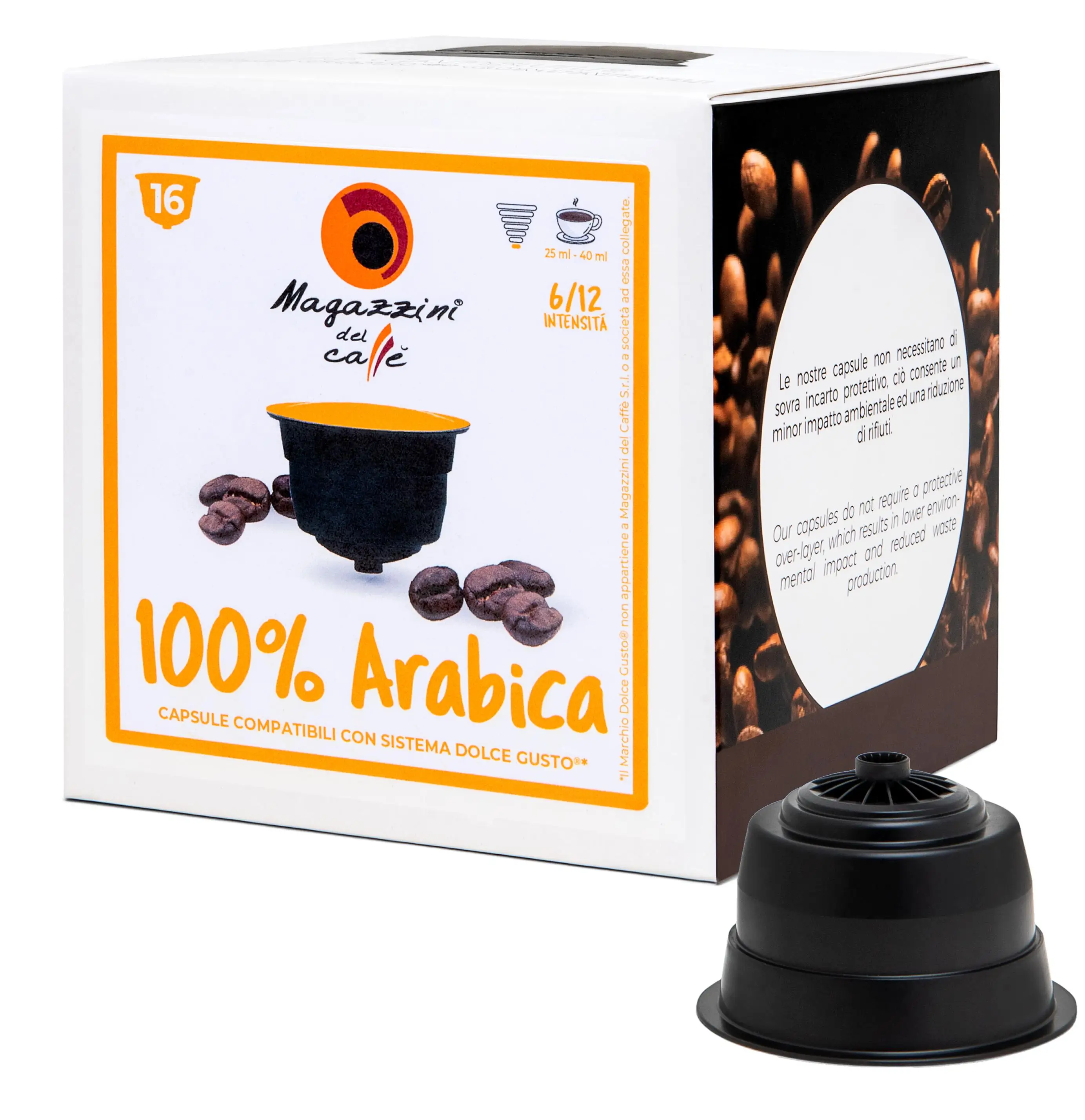 
Italian 100% Arabica Dolce Gusto* compatible coffee capsules- 16 cps box 