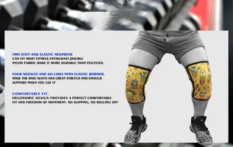 Сублимированный бандаж на колено для тяжелой атлетики, неопреновый фитнес-наколенник 7 мм, защитный наколенник, компрессионный наколенник Powerlifting