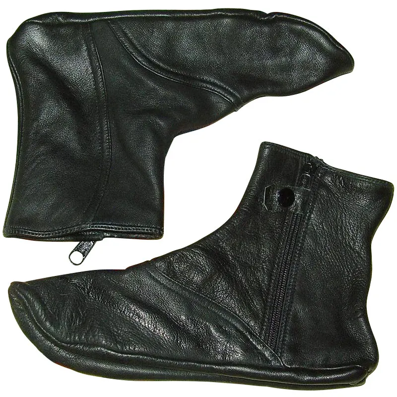  Длинные легкие черные кожаные носки с застежкой-молнией и пуговицами в непрерывном стиле