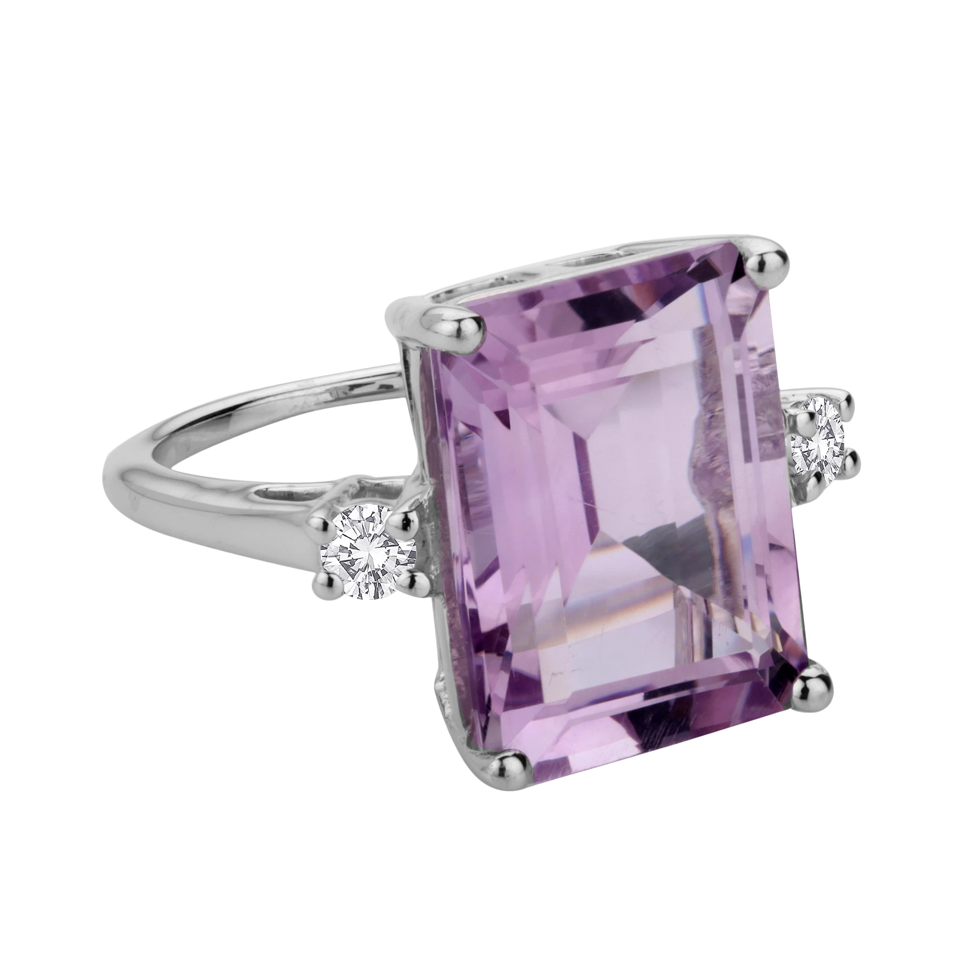 Pink Amethyst large Stone Silver ring