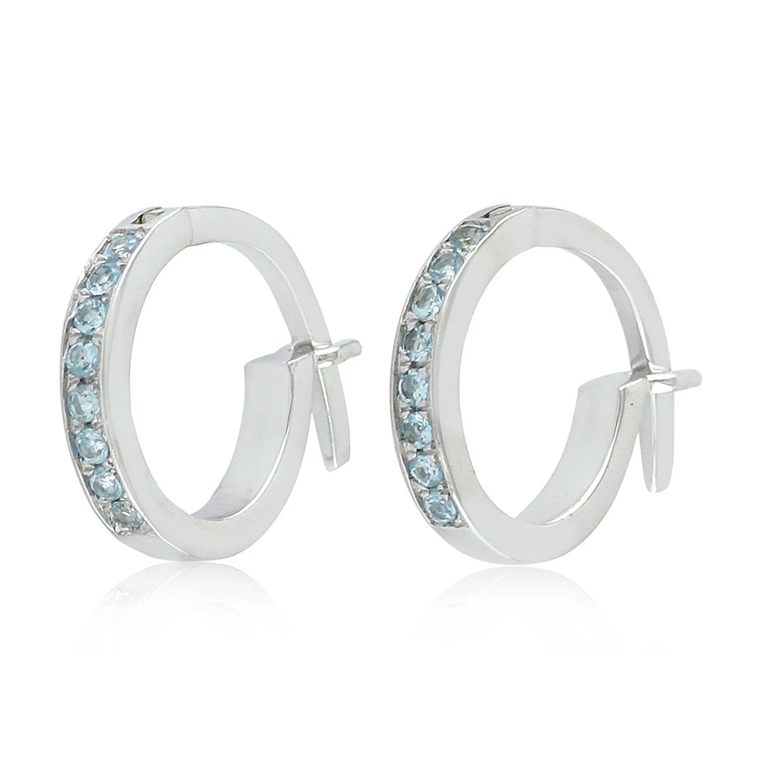  Серьги-кольца с белым и золотым голубым топазом 14 к