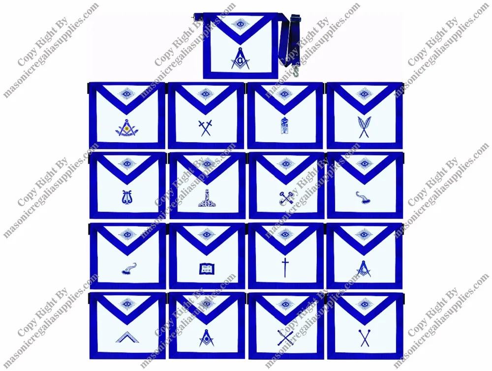 High Quality Masonic Item Masonic Regalia Leather Lodge Blue Embroidered Apron with Logo for Freemason