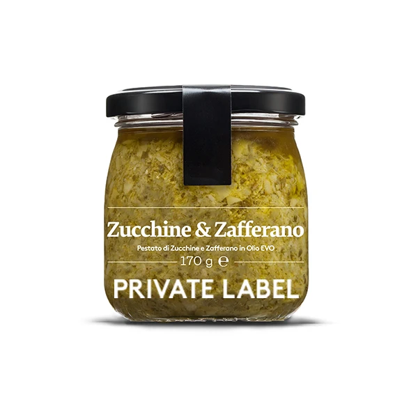Private label Italian spread Pesto of Saffron and Zucchini for retail for wholesalers