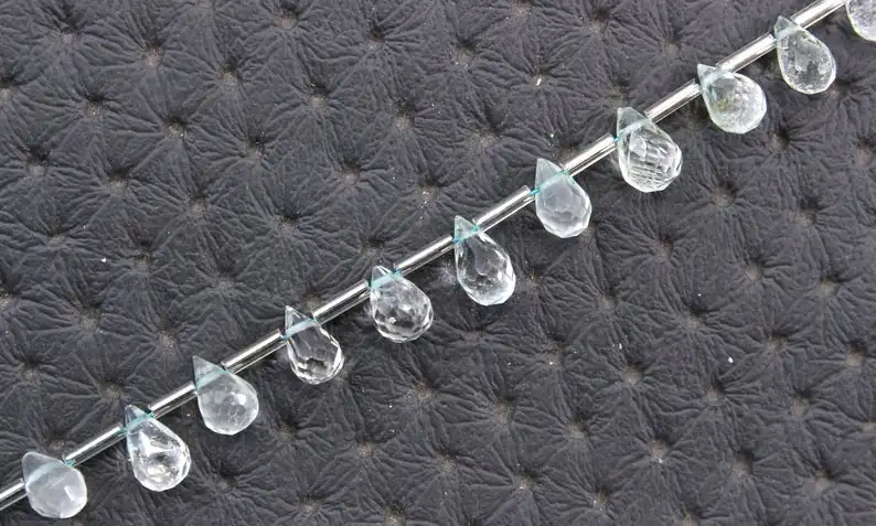 Натуральный Аквамариновый драгоценный камень 33 шт. граненые крошечные каплевидные бусины