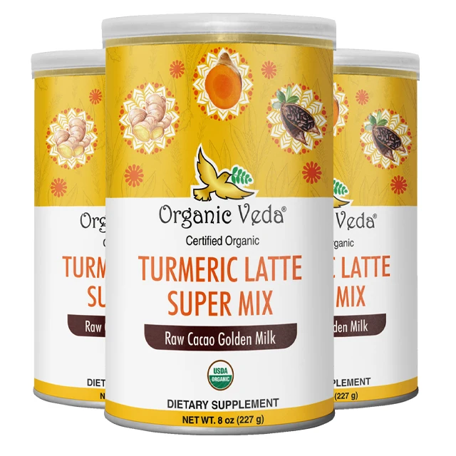 Сертифицированное органическое превосходное качество куркума латте супер микс сырой какао Золотое