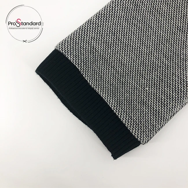 Women Elegant Ribbed Hem Gray Tweed Coat Ladies Vintage Button Placket Jagged Jacket Outerwear with Pocket