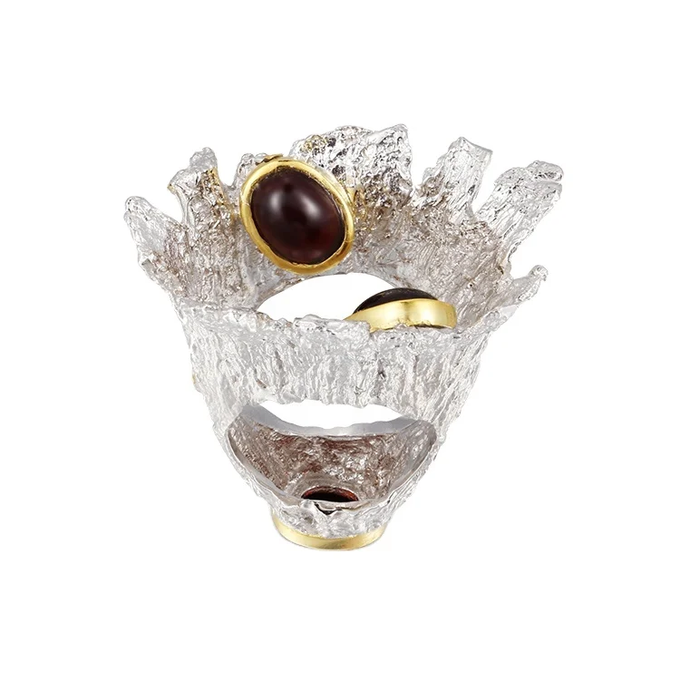 Special Design Wholesale Big Garnet Stone 925 Sterling Silver Jewelry Ring
