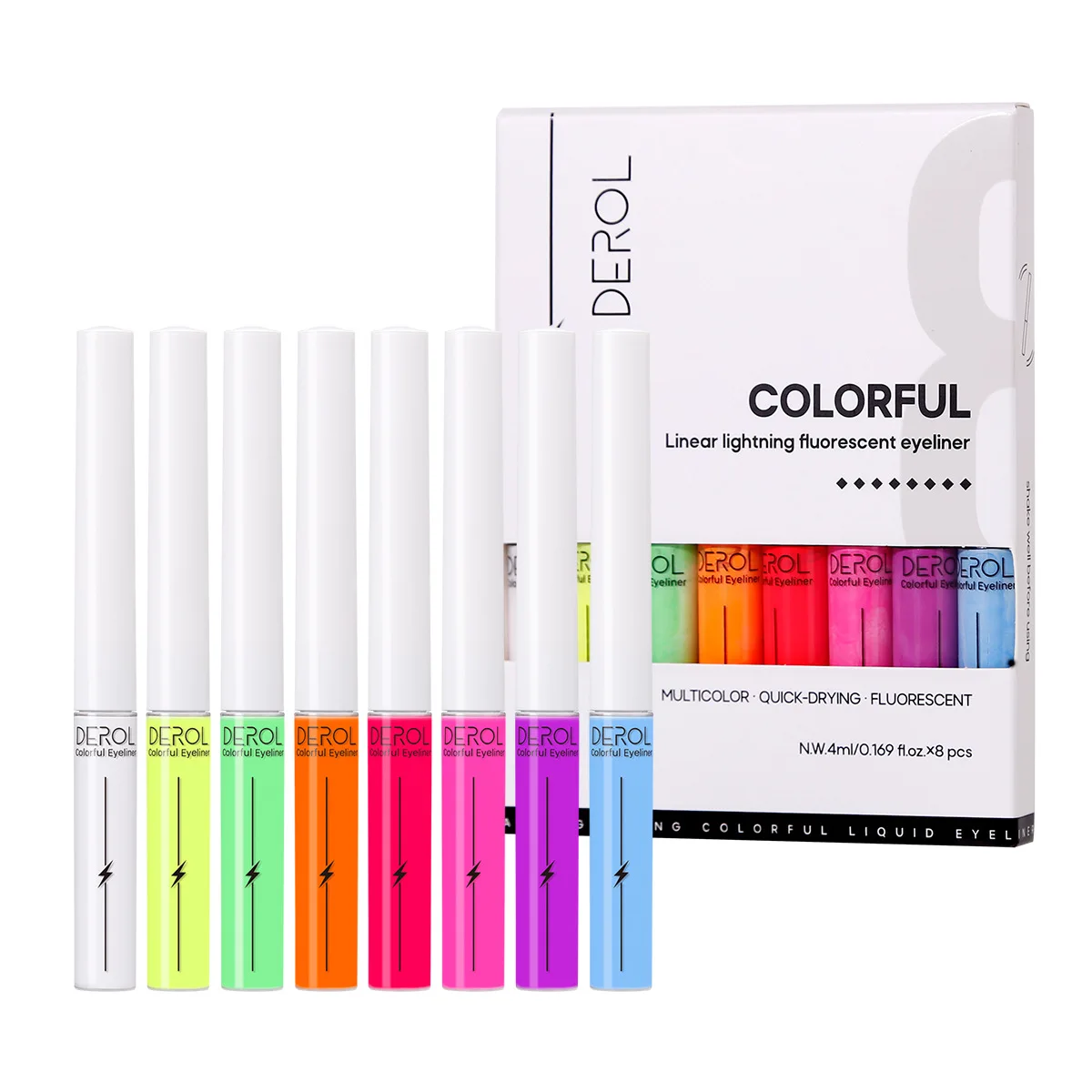 DEROL colorful eyeliner 8 colors stage matte liquid neon liner art waterproof no blooming eye pencil quick dry party eye liner