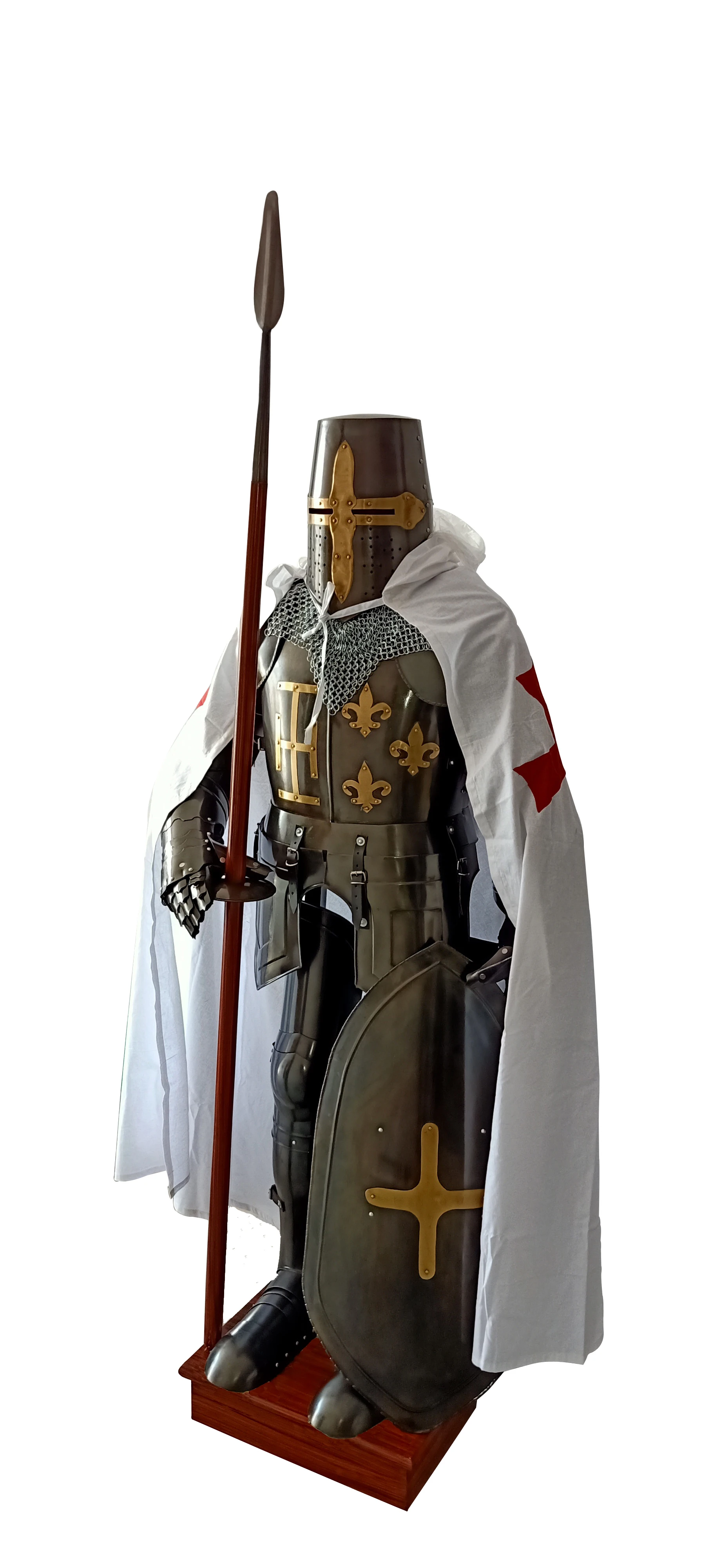 Medieval Knight Suit of Armor Ancient Full Body Costume Reenactment battle Ready With Wooden Stand