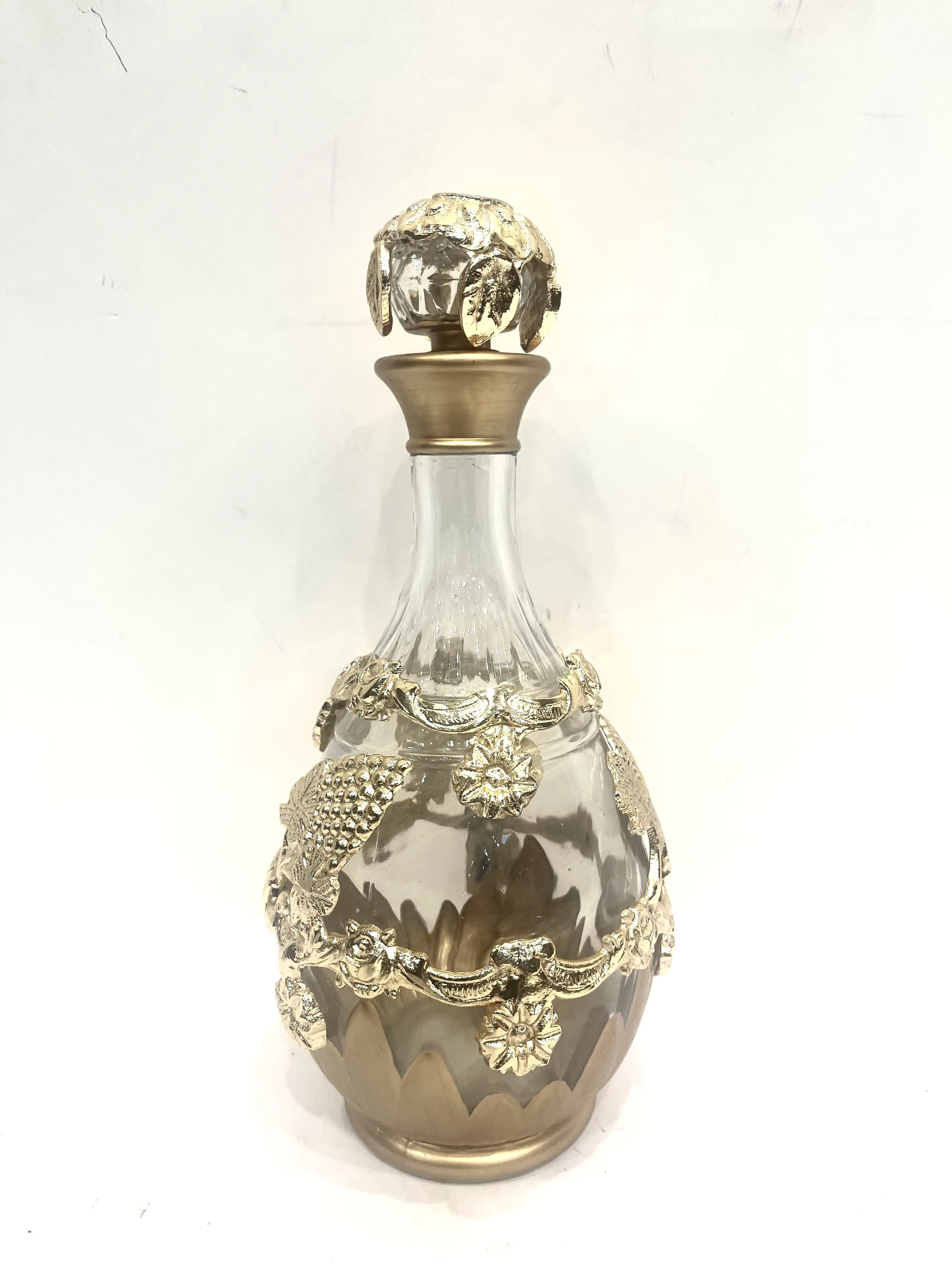 Buy Perfume bottle with golden floral pattern stylish handcrafted crystal Egyptian deep etched glass Perfume bottles