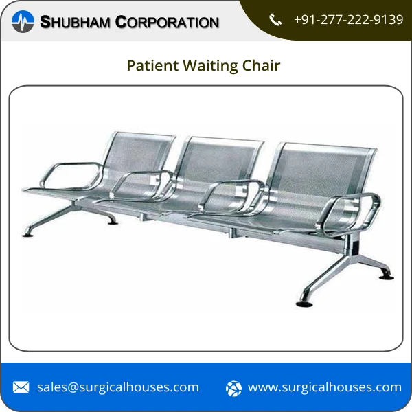 Best Quality Hospital Furniture Tubular Steel Base Structure Patient Waiting Chair with Floor Adjustable Knob