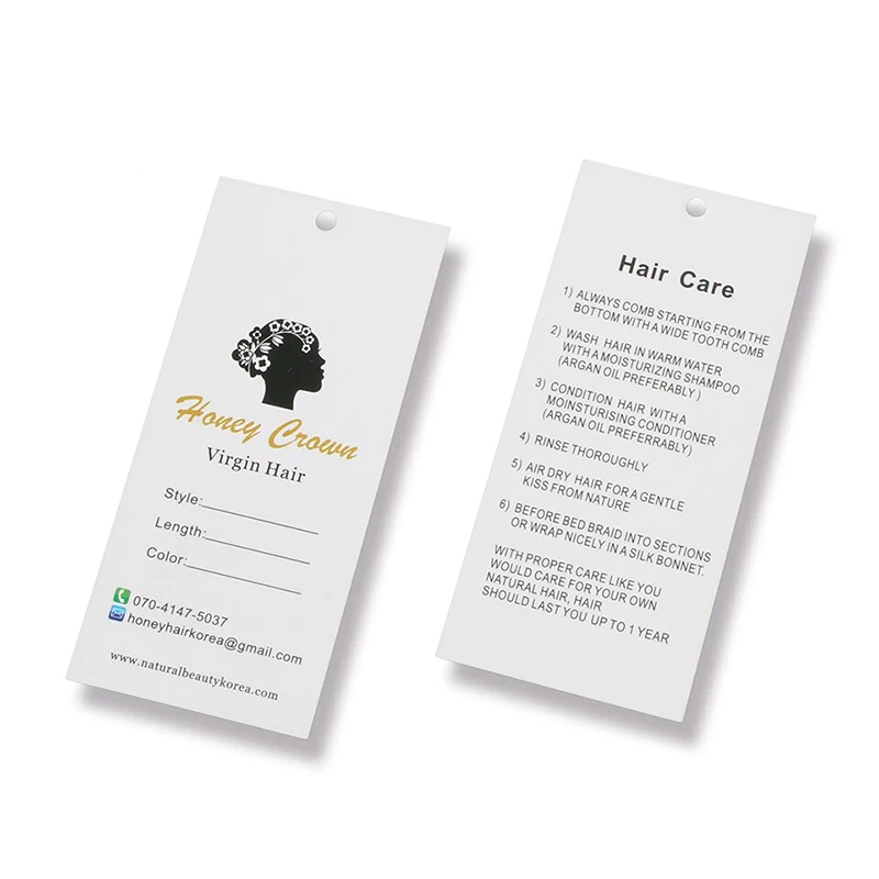 Wig Hair Custom Logo Paper Hangtag Label Tag