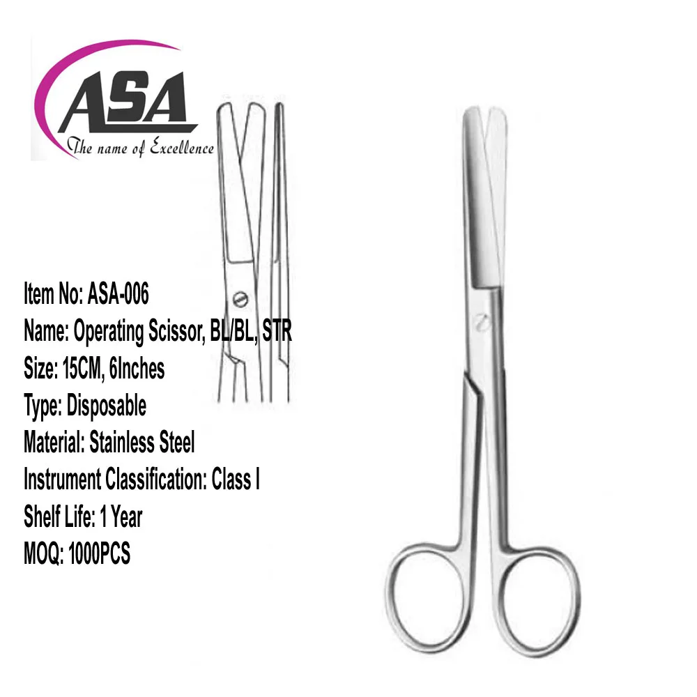 Disposable Surgical Scissor operating blunt tips straight cheap price multiple usage