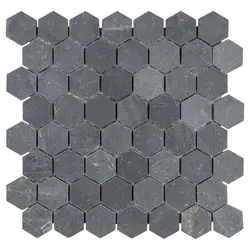 12x12 inch exterior wall covering black for hexagonal rock natural mosaic stone