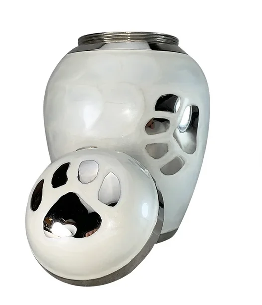 Пользовательская гравировка, жемчуг, белый ПЭТ, серебряная большая лапа и урна для кремации, для хранения, остается коробка для хранения, оптовая цена rom India