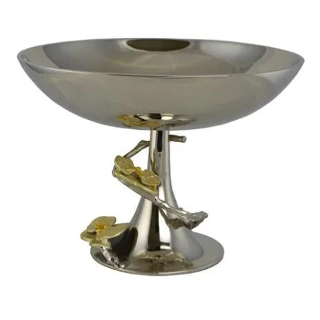 hot selling antique design metal serving bowl with gold stand serving bowl for table centerpiece decor ramadan serving bowl