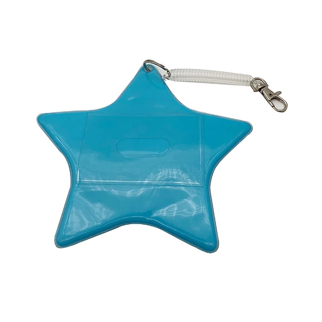 
Customized fashionable soft PVC full color printing special profile ticker holder with spring strap 